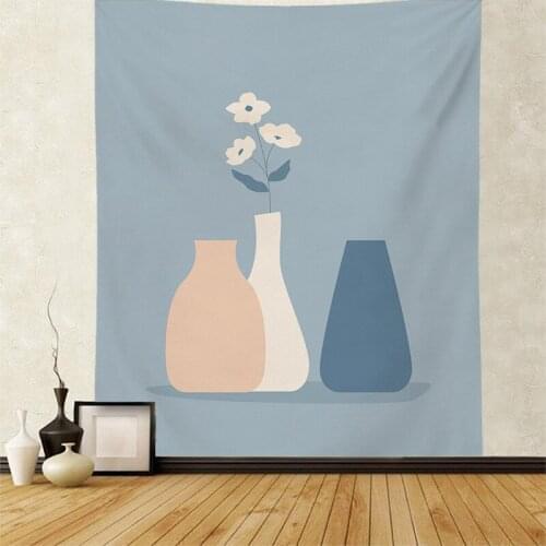 Ins Simple Geometric Art Tapestry Wall Hanging Hand Painted Abstract Leaves Plant Flower Nordic Home Decor Hanging Cloth