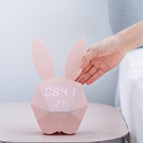 Creative Mute Electronic Luminous Alarm Clock Gift Perpetual Calendar Voice Control Snooze Small Clock Bedroom Child Alarm Clock