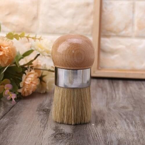 Round Chalk Paint Wax Brush Ergonomic Wood Handle Natural Bristle Brushes Furniture Painting Waxing Tool A14 21 Dropshipping