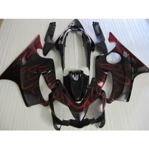 Injection mold free customize fairing kit for Honda CBR600 F4I 04 05 06 07 red flames black fairings CBR600 F4I 2004-2007 NJ10