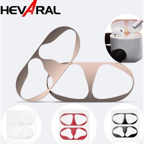 HEVARAL Metal Film Sticker For Airpods 2 Box Protective Case Plating Dust Guard Sticker Skin Cover Protector For i80 tws Aire 2