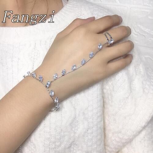 Fashion small fresh Bracelet sweet delicate shiny Zircon Bracelet feminine temperament four leaf flower bracelet Jewelry Gift