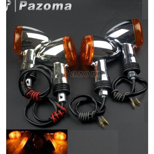 4PCS Chrome Motorcycles Front & Rear Turn Signal Indicator Lamp Amber Blinkers Siganal Light for Suzuki Boulevard M109R VRZ1800