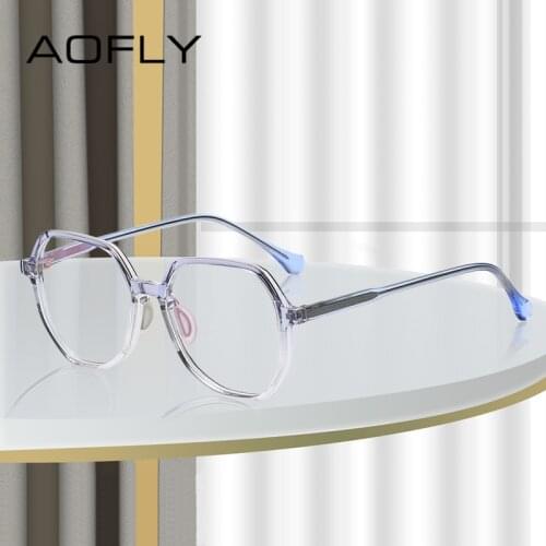 AOFLY Blue Light Glasses Womens Round Transparent Glasses prescription Frame Mens Ladies Optics Computer Gaming Eyewear male