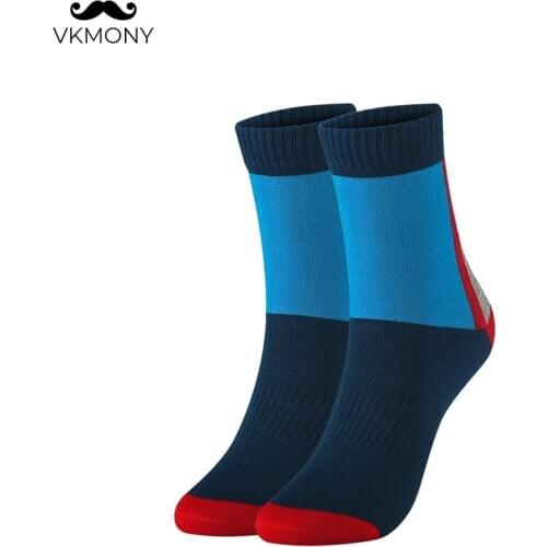 Man sport socks contrast color cotton man socks elastic band men socks (EU 39-46) (US 7.0-12.0) VKMONY
