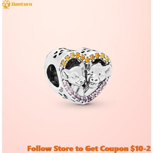 2020 New 925 Sterling Silver Bead The Lion King, Sparkling Simba And Nala Hear Charms fit Original Pandora Bracelets DIY Jewelry