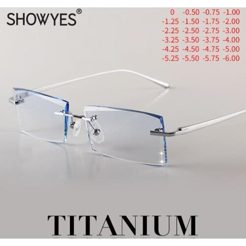 Simple Style Titanium Glasses Men Rimless Frames Myopia Blue Light Filter Eyeglasses Prescription Diopter Frameless Eye Eyewear