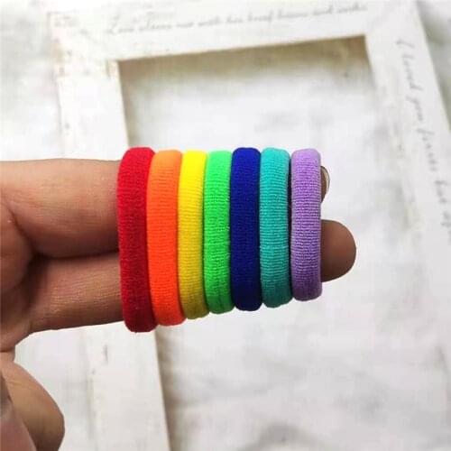 7PCS/LOT Rainbow Colors Hair Ring Novelty Elastic Hair Bands For Girls Bohemian Scrunchy Fashion Kids Hair Accessories For Women