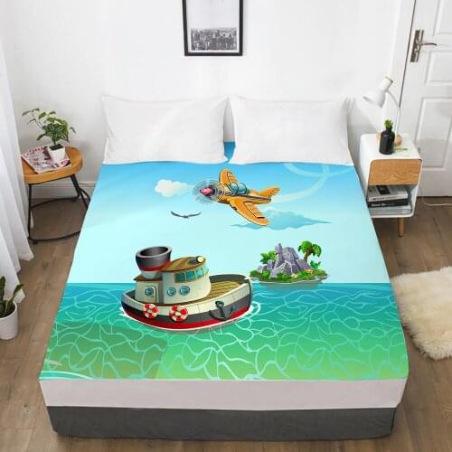 Car Cartoon Kids Elastic fitted sheet bed sheet With An Elastic Band 150x200 Mattress Cover Bed cover for children baby ocean