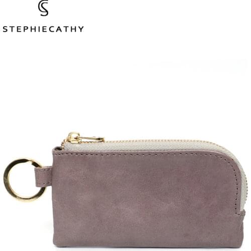 SC 2021 Fashion Designer Women Leather Coin Purses Key Chain Small Zip Money Pocket Mini Slim Wallet Ladies Portable Card Bags