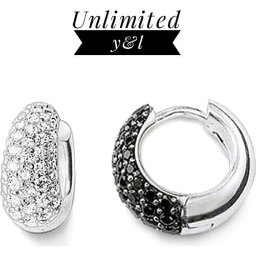 Water Drop Creole Hinged Hoop Earrings Thomas Black White Zircon Fashion Good Jewerly For Women Men Gift In 925 Sterling Silver