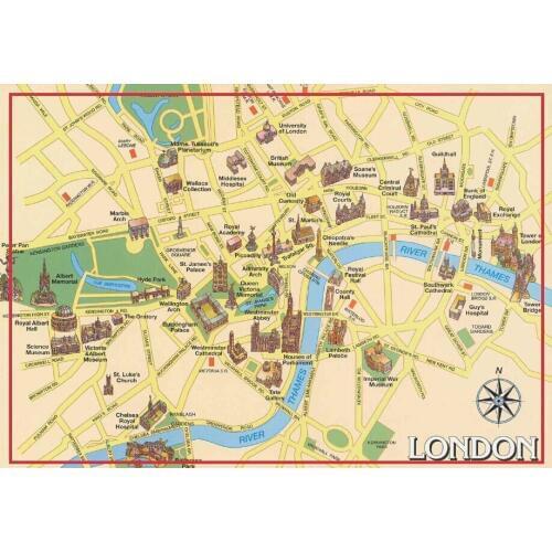 Tourist Magnets 78*54*3mm London Tourist Area Map Souvenir Fridge Magnets 20267