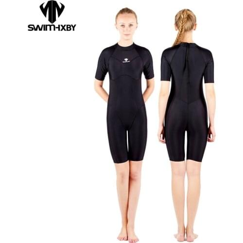 HXBY Womens Plus Size One Piece Swimsuit Solid Swimwear Competitive Swimming Suit for women Bathing Suits kneeskin Swimsuits