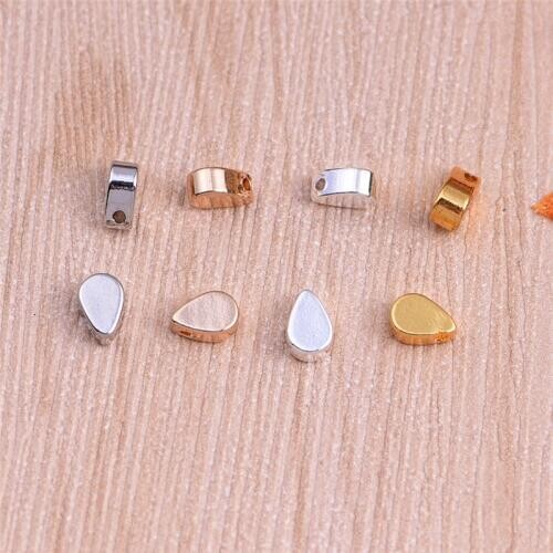 10/20pcs 4*6mm Gold/Silver Teardrop Mini Beads Geometric Water Drop Charms Diy Jewelry Making Findings Necklace Earrings Pendant