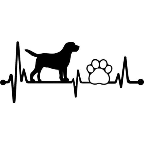 14.3CM*6.2CM Lab Labrador Retriever Heartbeat Paw Vinyl Decal Black/Silver Car Sticker C22-1051
