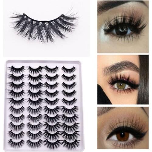20 pairs Fake Eyelashes 100% Mink Eyelashes Mink Lashes Natural Dramatic Volume Eyelashes Extension False Eyelashes