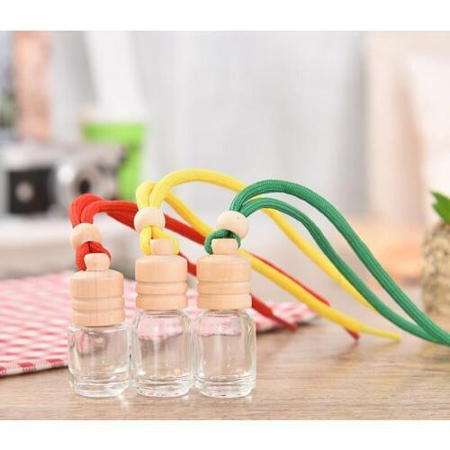 8ml Car Accessories Glass Perfume Bottle Refillable Empty Automatic Volatilization Hang Strap Bottle Pendant F20171235