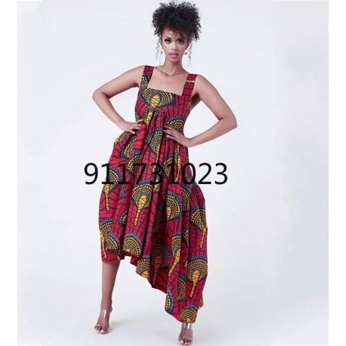 Polyester Sleeveless African Dresses For Women 2021 Vetement Femme Dashiki Print Africa Clothes Dashiki Ankara Dresses Ladies