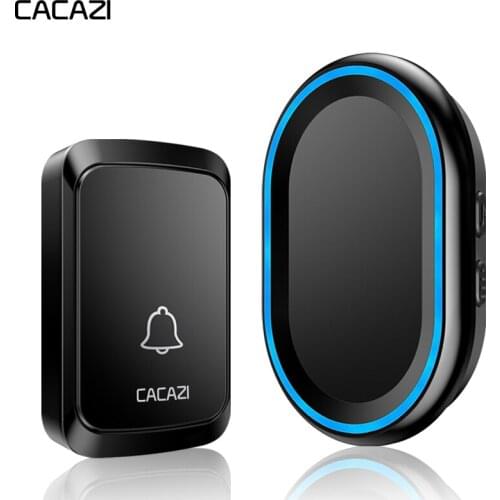 CACAZI Wireless Intelligent Doorbell 300M Remote Waterproof LED night light Home cordless bell US EU Plug 1 Button 1 2 Receiver