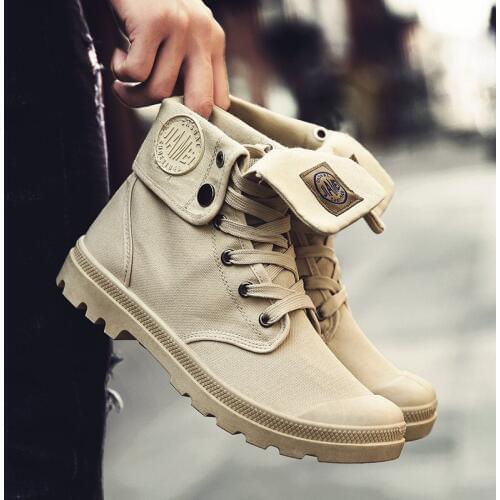 Mens riding ankle boots canvas fashion autumn winter shoes two wear talent black gray khaki casual Lace Up male leisure boots