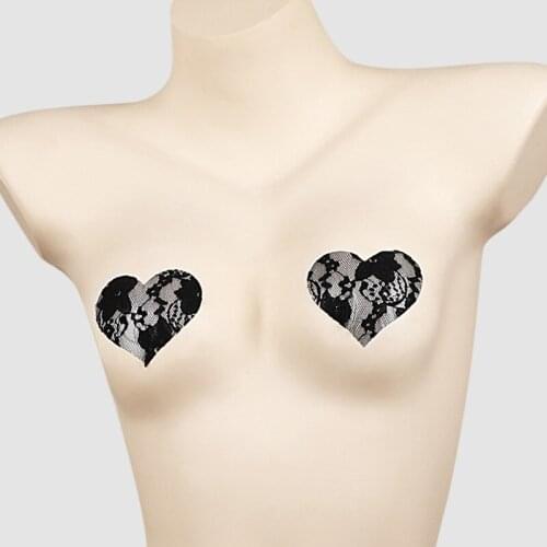 Black Invisible Stick On Bra Strapless Bra Pad Sexy Nipple Cover Cross Stickers Breast Petals Chest Covers Bra Accessories