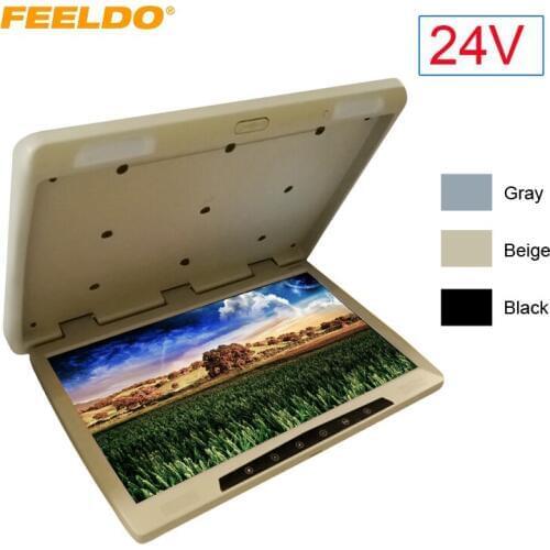 FEELDO DC24V Bus Car 22 inch Touch button Flipdown 22" TFT LCD Roof Mounted HD Bus Monitor with IR transmitter 3-Color #FD-1299