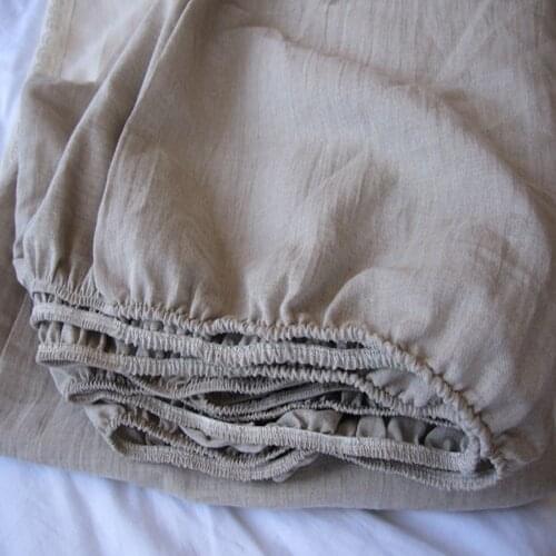 French Linen Sheet Set King Size Washed Flax Pure Bed Linen Fitted Sheets Bedcover 72"x84"x16"