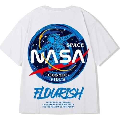 Oversized T Shirt Unisex Harajuku Short Sleeve Men Astronauts Print T-Shirts Casual O-Neck 2021 Summer Punk Clothes Tee M-8XL