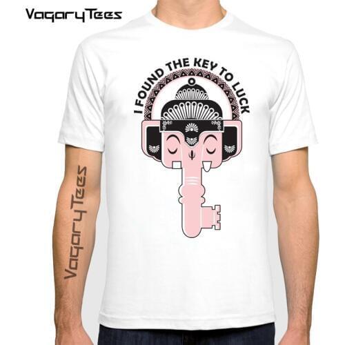 Elephant wealth god T Shirt O-neck Soft Breathable Plus Size T-shirt Short Sleeve I found the Key to Luck Tshirt
