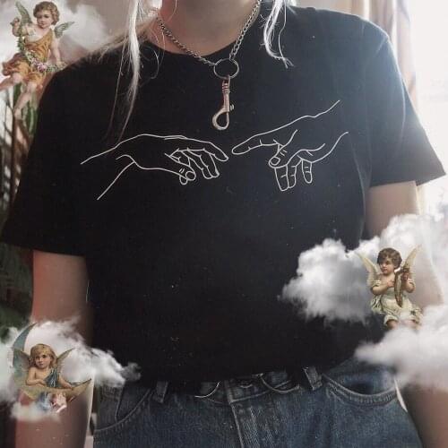 MICHELANGELO Aesthetic art oil Summer Harajuku Aesthetic print Tops Casual Streetwear INS Fashion Hip Hop Vintage Women T-shirt