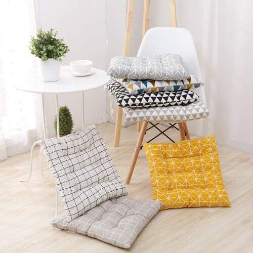 Geometric Cushion Office Cushion Dining Chair Seat Cushion Cotton Linen Sofa Throw Pillow With Bandages Non-slip 40x40cm