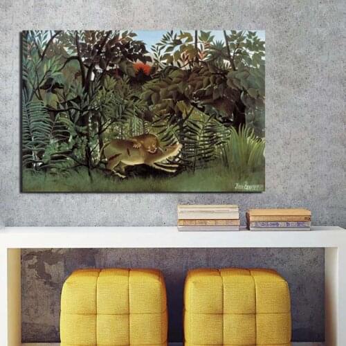 Henri Hungry Lion Art Canvas Painting Print Living Room Home Decoration Modern Wall Art Oil Painting Posters Pictures Framework