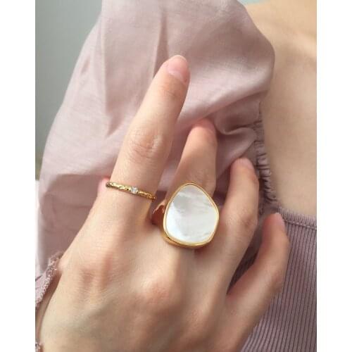 Lifefontier Vintage Stainless Steel Shell Rings For Women Simple Geometric Irregular Gold Silver Color Open Ring Party Jewelry