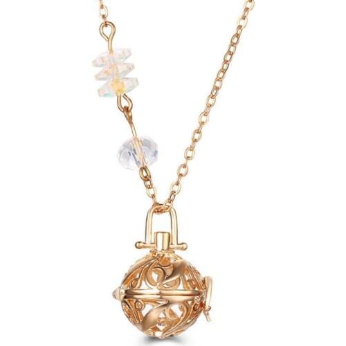 Hollowed Branches Locked Drop with AB Colored Crystals Handmade Female`s Essential Oil Diffuser Short Necklace