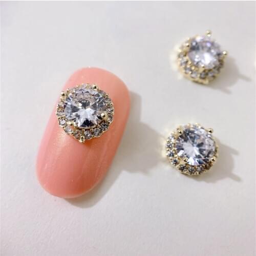 10pcs/lot SD3729 Alloy Zircon Round Nail Art Crystals nail jewelry Rhinestone nails accessories supplies nail decorations charms