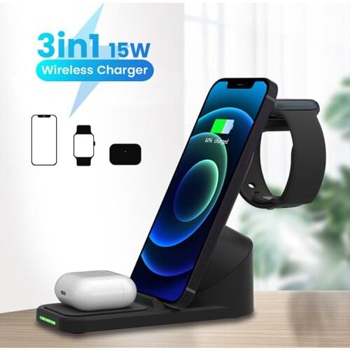 3 in 1 Magnetic Wireless Charger 15W Fast Charging Station for iPhone 11 12 X pro Max Chargers for Apple Watch Airpods pro