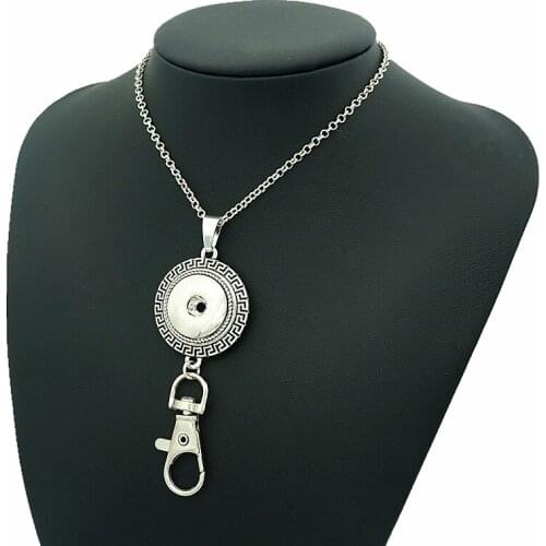 Fashion trendy pattern pendant snap necklace 60cm fit 18mm snap buttons DJ0168 licensing hang necklace
