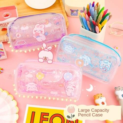 Cartoon Quicksand Into The Oil Pen Bag Cosmetic Storage Bag PVC Stationery Bag Student Large-capacity Stationery Storage Bag