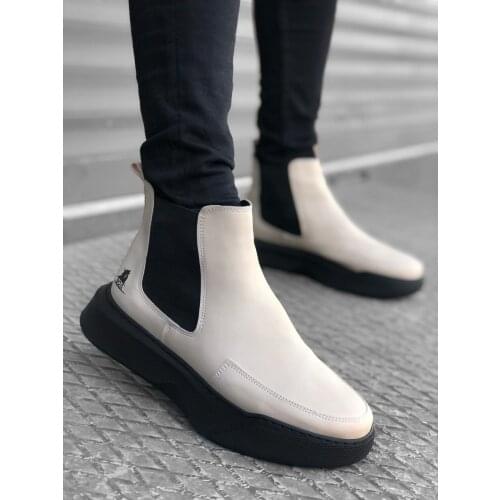 BA0150 Step-in Band Men High Bottom Beige Sports Boots