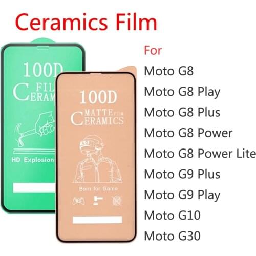 50Pcs\Lot Full Cover Soft Ceramic Tempered Glass For Motorola Moto G8 G9 Plus Play Power Lite G10 G30 Screen Protector Film