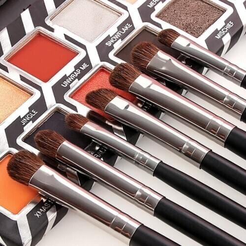 Professional 4 Colors 7 Pcs Makeup Brushes Wooden Handle Horse Hair Beauty Brush Set Blush Eyeshadow Brush Cosmetic Makeup Tools