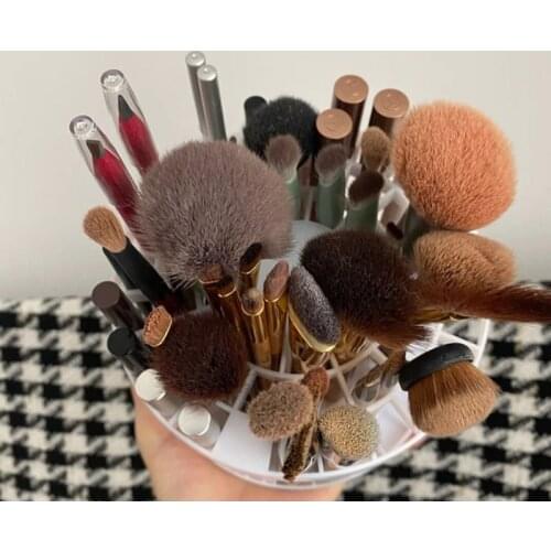 New 49 Slots White Makeup Brush Holder Pen Pencil Cup Stand Cosmetic Storage Box Desktop Stationery Organizer with Compartments