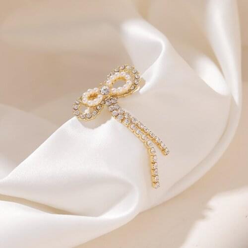 New Pearl Earrings For Women Korean Fashion Bowknot Rhinestone Woman Earrings Trendy Tide Jewelry Accessories Wholesale 2021