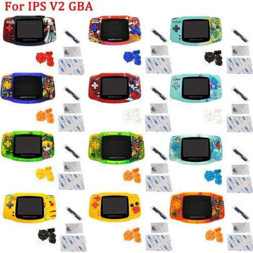 New 12 Colors Customized Housing Set with Buttons for GameBoy Advance GBA IPS V2 LCD Screen Kits, No Need Cut Housing Shell Case