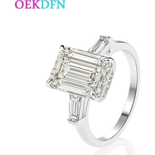 OEKDFN 8*11MM G Color AAAAA+ Zircon Jewelry 100% S925 Sterling Silver Rings For Women Luxury Party Anniversary Wedding Ring Gift