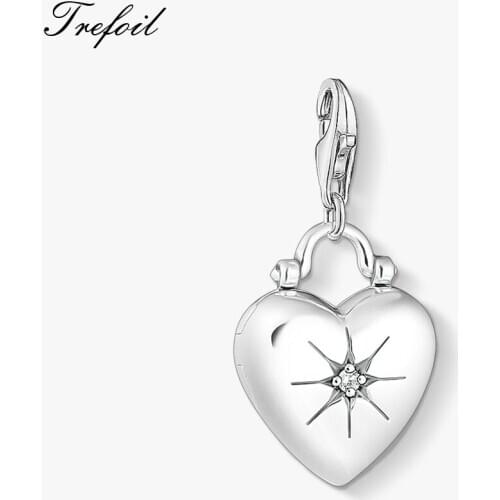 Heart Locket Charm Pendant,2020 Spring Brand New Fashion Jewelry 925 Sterling Silver Romantic Gift For Women Girls Fit Bracelet