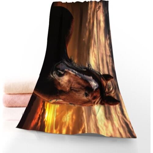 Custom horse Bath Towel Washcloth Home Textile Travel Hand Face Towel Microfiber Fabric Bathroom Towels For Adults