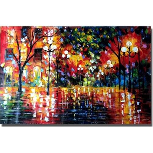 Handpainted Modern Abstract Palette Knife night Scenery wall Art on Canvas oil Painting Handmade picture for wall decoration