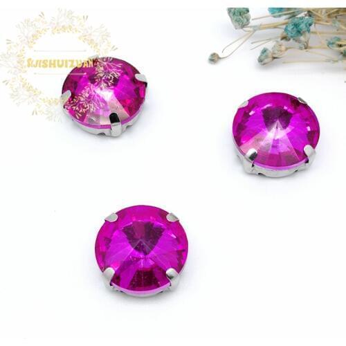 Best-selling Circular Satellite rose Crystal Glass Sewing Rhinestones Whith Claw DIY Jeans Woman and Wedding Dresses