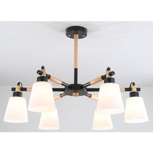 Nordic Chandelier E27 With PVC Lampshade For Living Room Suspendsion Lighting Fixtures Lamparas Colgantes Wooden 110V 220V